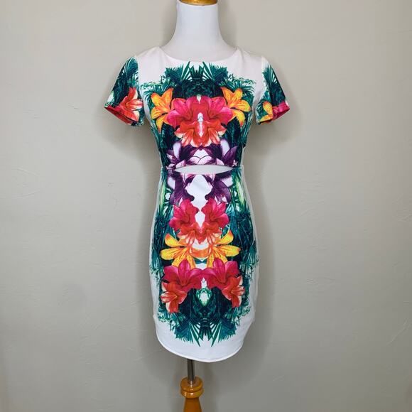 Tropical Body Con Dress Peekaboo Sz Small - Picture 1 of 12